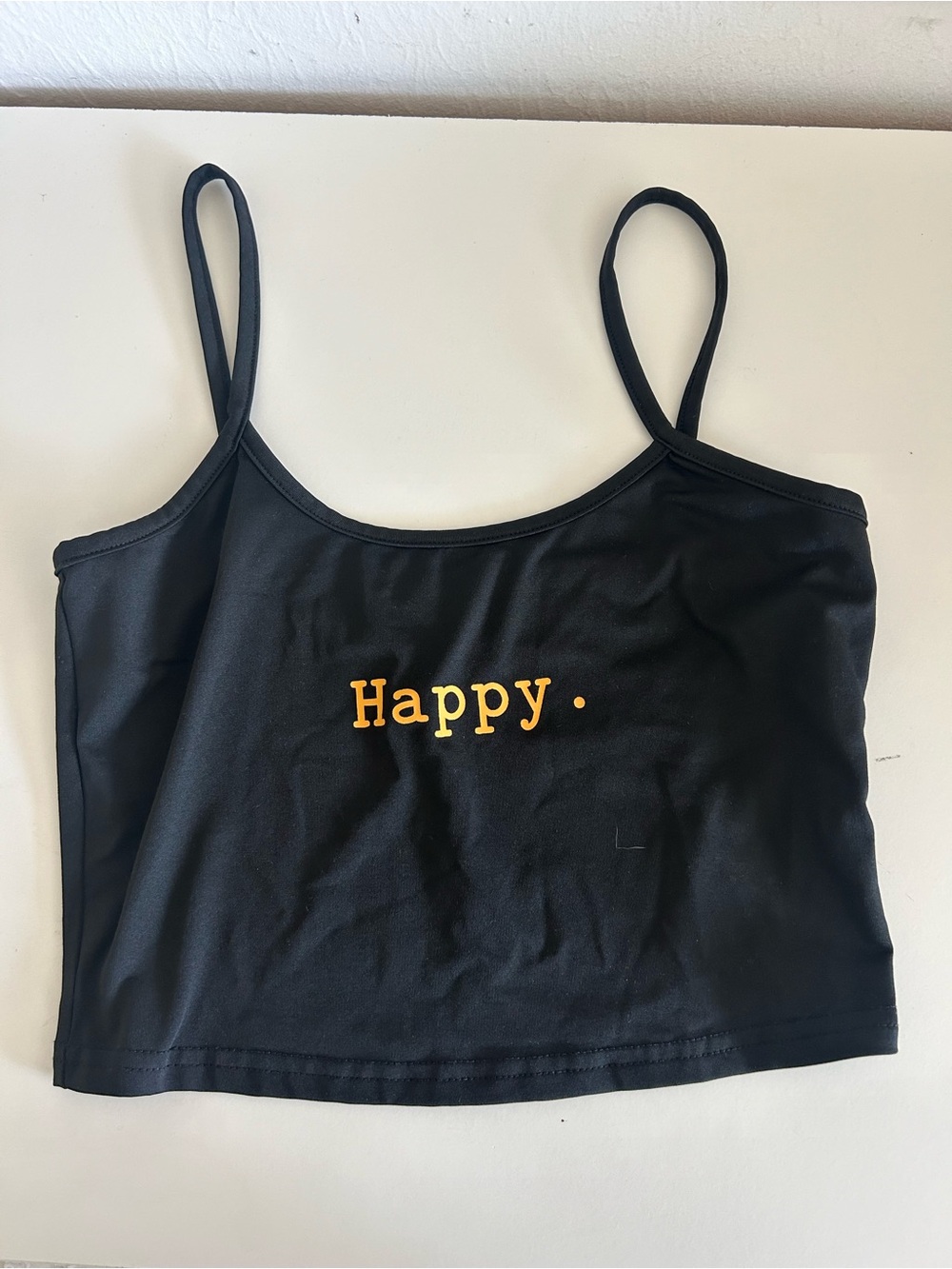 Happy Black Crop Tank Top - SHEIN sleep pj casual
